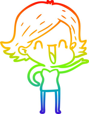 gökkuşağı gradyan çizimi bir insan tarafından çizilmiş mutlu bir kadın çizgi