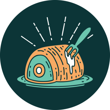 Bir insan tarafından çizilmiş dövme stili biftek ikonu.