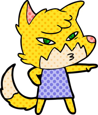 Bir insan tarafından çizilmiş akıllı çizgi film tilkisi.