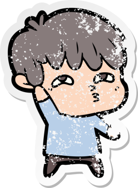 Bir insan tarafından çizilmiş garip bir adamın sıkıntılı çıkartması.