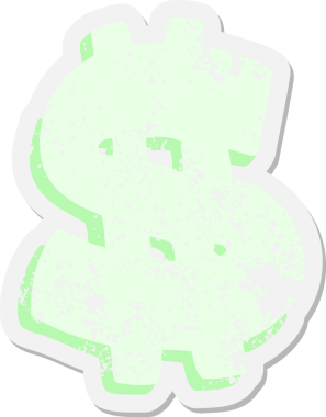 bir insan tarafından çizilmiş para sembolü grunge etiketi.