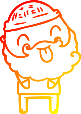 Sakallı bir adamın insan tarafından çizilmiş sıcak bir çizgi çizimi.