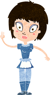 Bir insan tarafından çizilmiş çizgi film hizmetçisi.