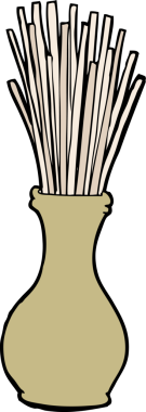 Bir insan tarafından çizilmiş vazodaki sazlıklar
