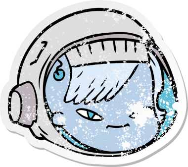 Bir insan tarafından çizilmiş karikatür astronot yüzü.