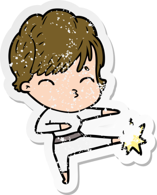 Bir insan tarafından çizilmiş bir karikatür kadının sıkıntılı çıkartması.