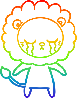 Gökkuşağı gradyan çizgisi bir insan tarafından çizilmiş ağlayan bir aslanın çizimi