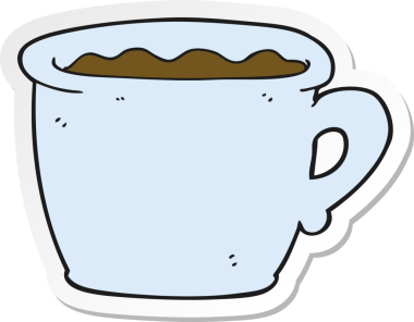 Bir insan tarafından çizilmiş eski bir kahve fincanının çıkartması.