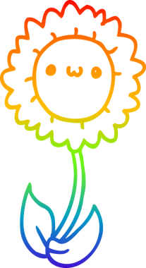 gökkuşağı gradyan çizimi bir insan tarafından çizilmiş bir karikatür çiçeği