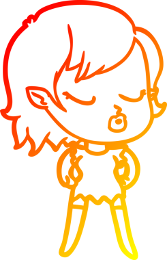 Bir insan tarafından çizilmiş sevimli bir vampir kız çizgi çizimi.