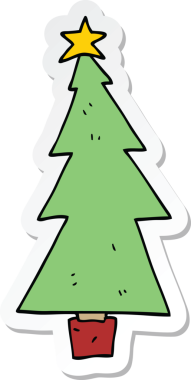 Bir insan tarafından çizilmiş bir karikatür noel ağacının çıkartması.