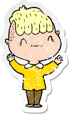 Bir insan tarafından çizilmiş karikatür dostu bir çocuğun sıkıntılı çıkartması.