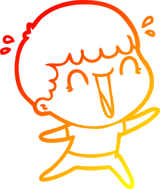 Bir insan tarafından çizilmiş gülen bir çizgi film karakterinin sıcak çizgi çizimi.