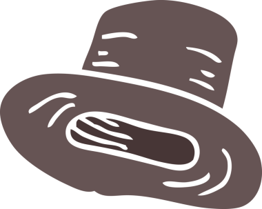 Bir insan tarafından çizilmiş düz renk çizim silindir şapka