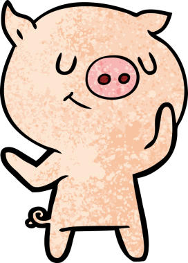 Bir insan tarafından çizilmiş mutlu çizgi film domuzu.