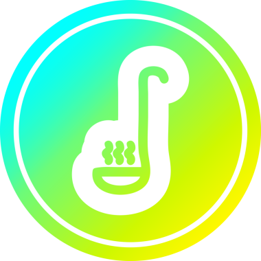 Çorba kepçesi dairesel simgesi ve bir insan tarafından çizilmiş havalı gradyan tablosu