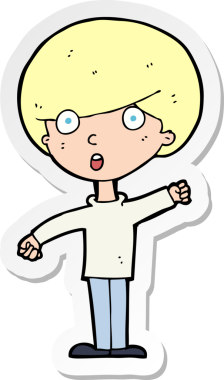 Bir insan tarafından çizilmiş bir karikatür çıkartması.