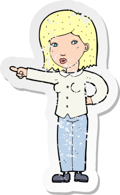 Bir insan tarafından çizilmiş karikatür kadının gerilmiş çıkartması.