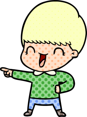 Bir insan tarafından çizilmiş mutlu çizgi film çocuğu.