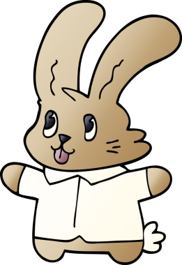 Bir insan tarafından çizilmiş neşeli tavşan.