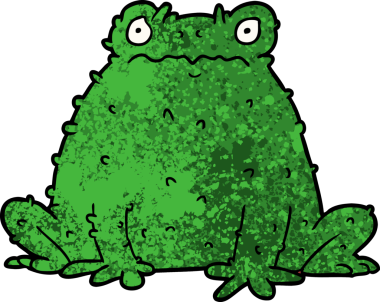 Bir insan tarafından çizilmiş çizgi film karakurbağası.