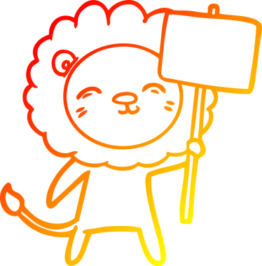 Bir insan tarafından çizilmiş protestolu bir aslanın sıcak çizgi çizimi