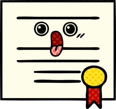 Bir insan tarafından çizilmiş mezuniyet diplomasının çizgi romanı.