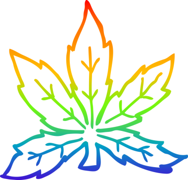 gökkuşağı gradyan çizgisi bir insan tarafından çizilmiş marihuana yaprağının çizimi