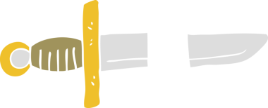 Bir insan tarafından çizilmiş dövme bıçağı sembolünün düz renk çizimi