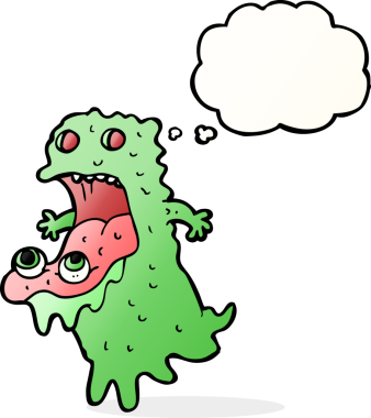 Düşünce baloncuğu bir insan tarafından çizilmiş iğrenç bir hayalet.