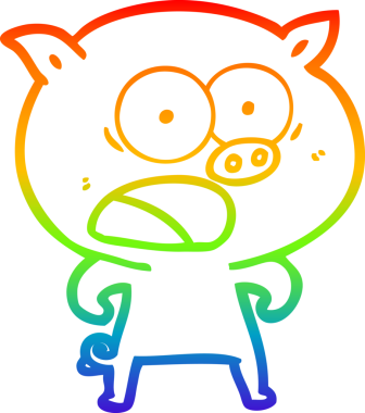 Gökkuşağı gradyan çizimi Bir insan tarafından çizilen bağıran domuz çizgi filmi