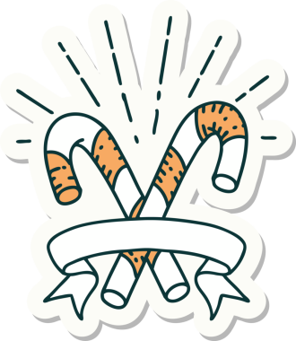 Bir insan tarafından çizilmiş dövme stili baston şekerler.