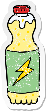 Bir insan tarafından çizilmiş karikatür gazoz şişesinin sıkıntılı çıkartması.