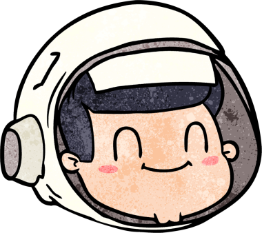 Bir insan tarafından çizilmiş astronot yüzü.