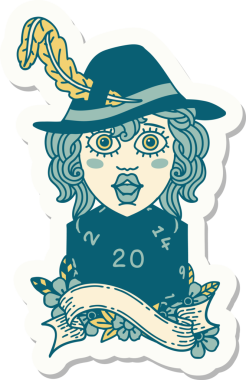 Bir insan şairin çıkartması. Bir insan tarafından çizilmiş doğal 20 zarlı.