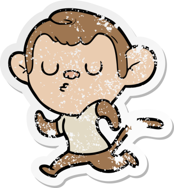 Bir insan tarafından çizilmiş karikatür maymununun sıkıntılı çıkartması