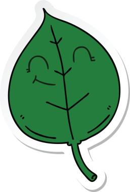 Bir insan tarafından çizilmiş garip bir el yazısı çizilmiş mutlu bir yaprak.