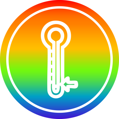 Düşük sıcaklık dairesel simgesi gökkuşağı gradyanı bir insan tarafından çizilmiş