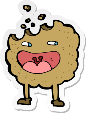 Bir insan tarafından çizilmiş kurabiye çizgi film karakterinin çıkartması.