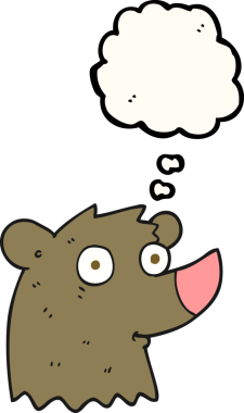 Bir insan tarafından çizilmiş serbest çizim balon karikatür ayısı.