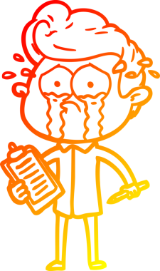 Bir insan tarafından çizilmiş, ağlayan bir çizgi film karakteri.