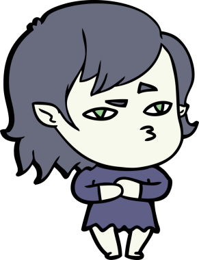 Bir insan tarafından çizilmiş vampir kız çizgi filmi.