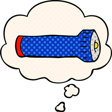 Bir insan tarafından çizilmiş çizgi roman tarzında düşünce baloncuklu çizgi film meşalesi.