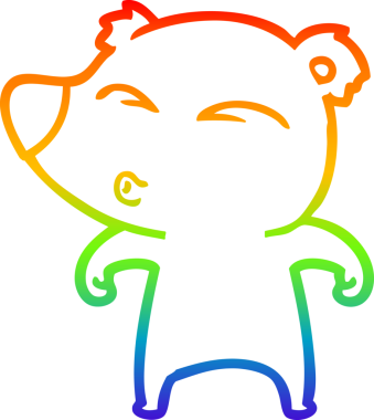 gökkuşağı gradyan çizgi çizimi bir insan tarafından çizilmiş bir karikatür ıslık ayı