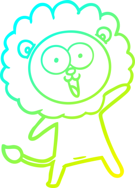 Bir insan tarafından çizilmiş mutlu çizgi film aslanı çizimi.