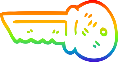 Gökkuşağı gradyan çizgi çizimi Bir insan tarafından çizilmiş altın anahtar