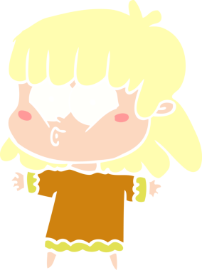 Bir insan tarafından çizilmiş düz renkli bir karikatür.