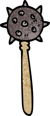 Bir insan tarafından çizilmiş ortaçağ topuzu karalaması.