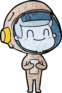 Bir insan tarafından çizilmiş mutlu astronot.