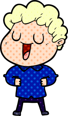 Bir insan tarafından çizilmiş gülen karikatür adam.